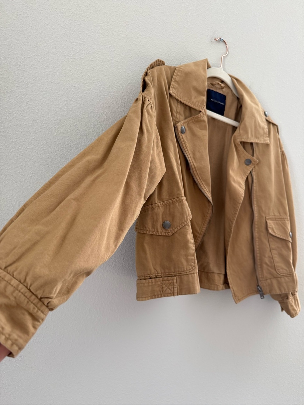 American Eagle Cropped Utility Jacket - Camel Chestnut Color Medium - Picture 3 of 9